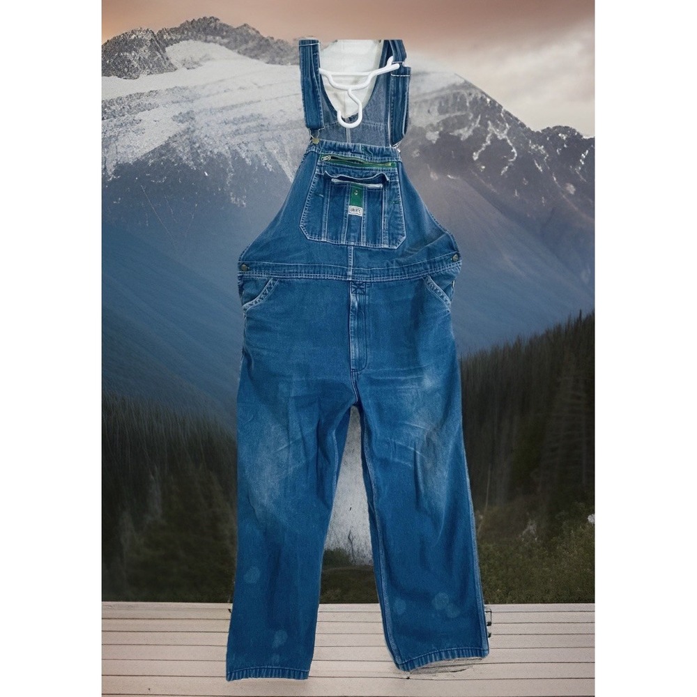 Liberty Overalls Mens 42x30 Blue Denim Bib Workwear‎ Carpenter Utility Pockets